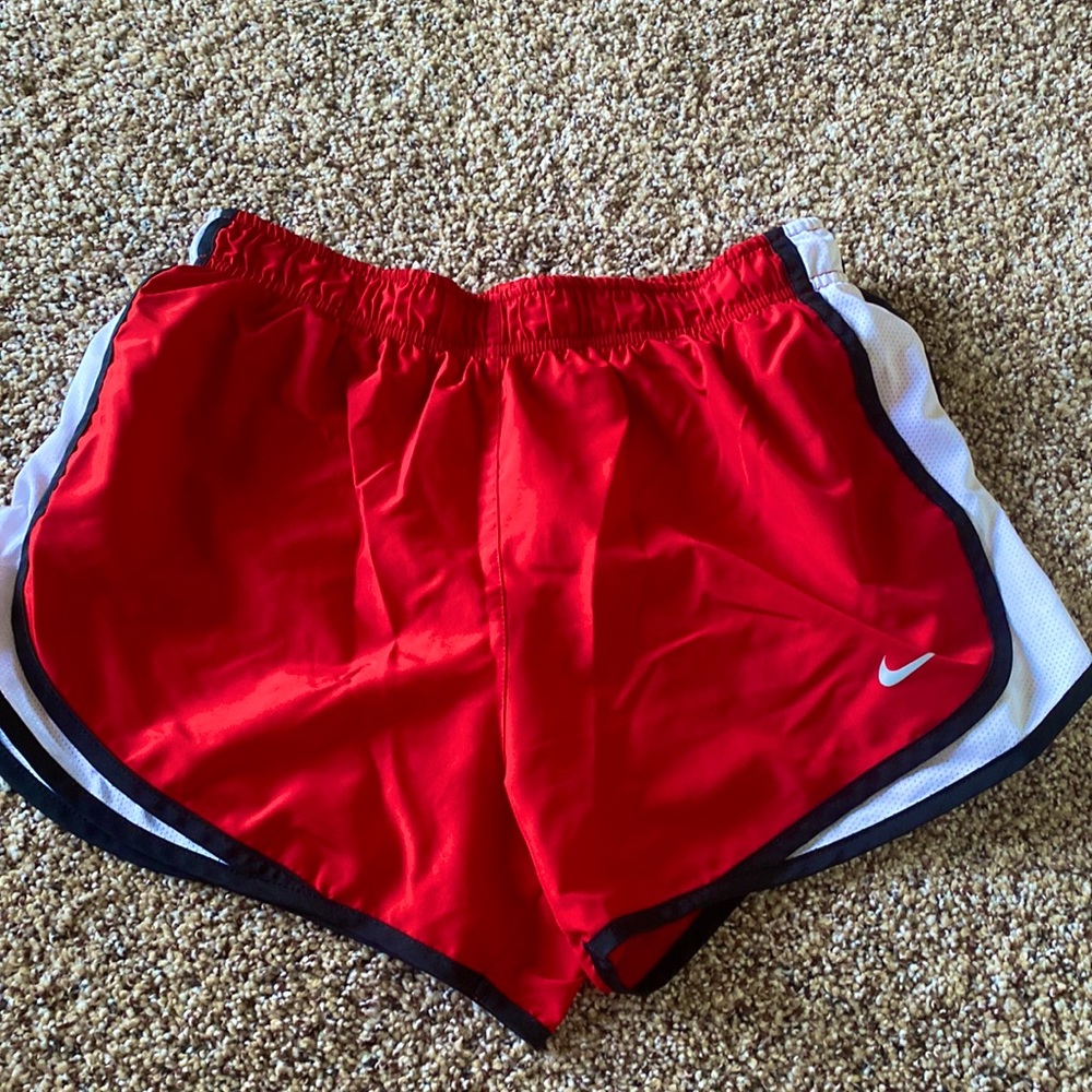 Nike red run shorts